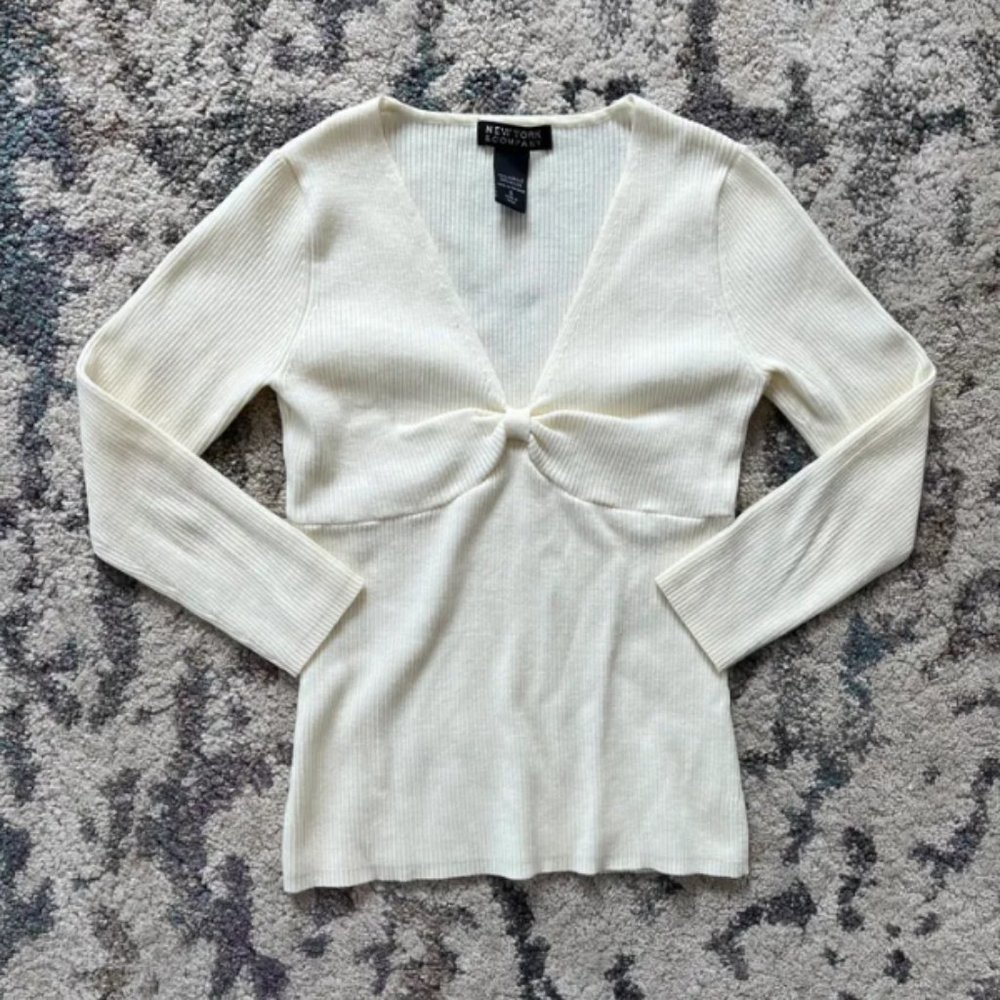 White Ribbed Long Sleeve